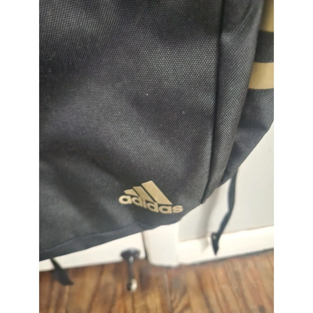 Adidas Kids Backpack Black Gold Metallic 3-Stripe Recycled Polyester School Bag